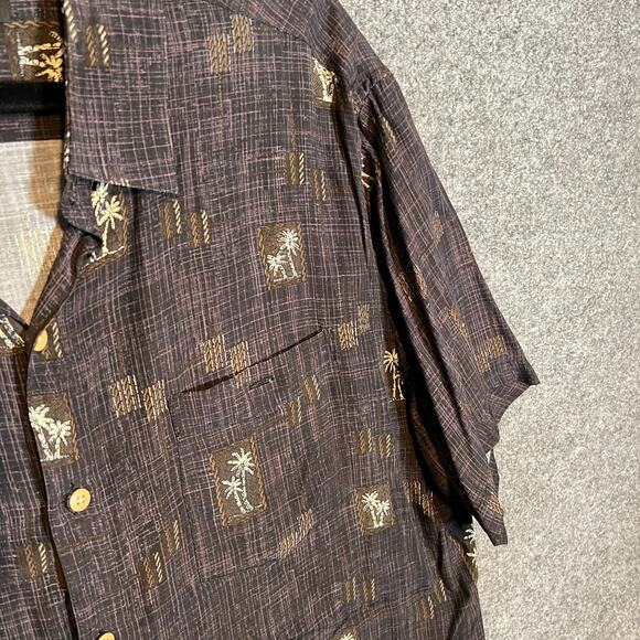 Pronto Uomo Shirt Mens XL Black Hawaiian Palm Tree Short Sleeve Button Down - Picture 5 of 10
